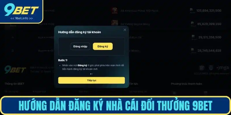 Hướng dẫn đăng ký nhà cái đổi thưởng 9BET