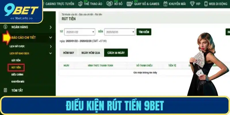 Điều kiện rút tiền 9BET đơn giản